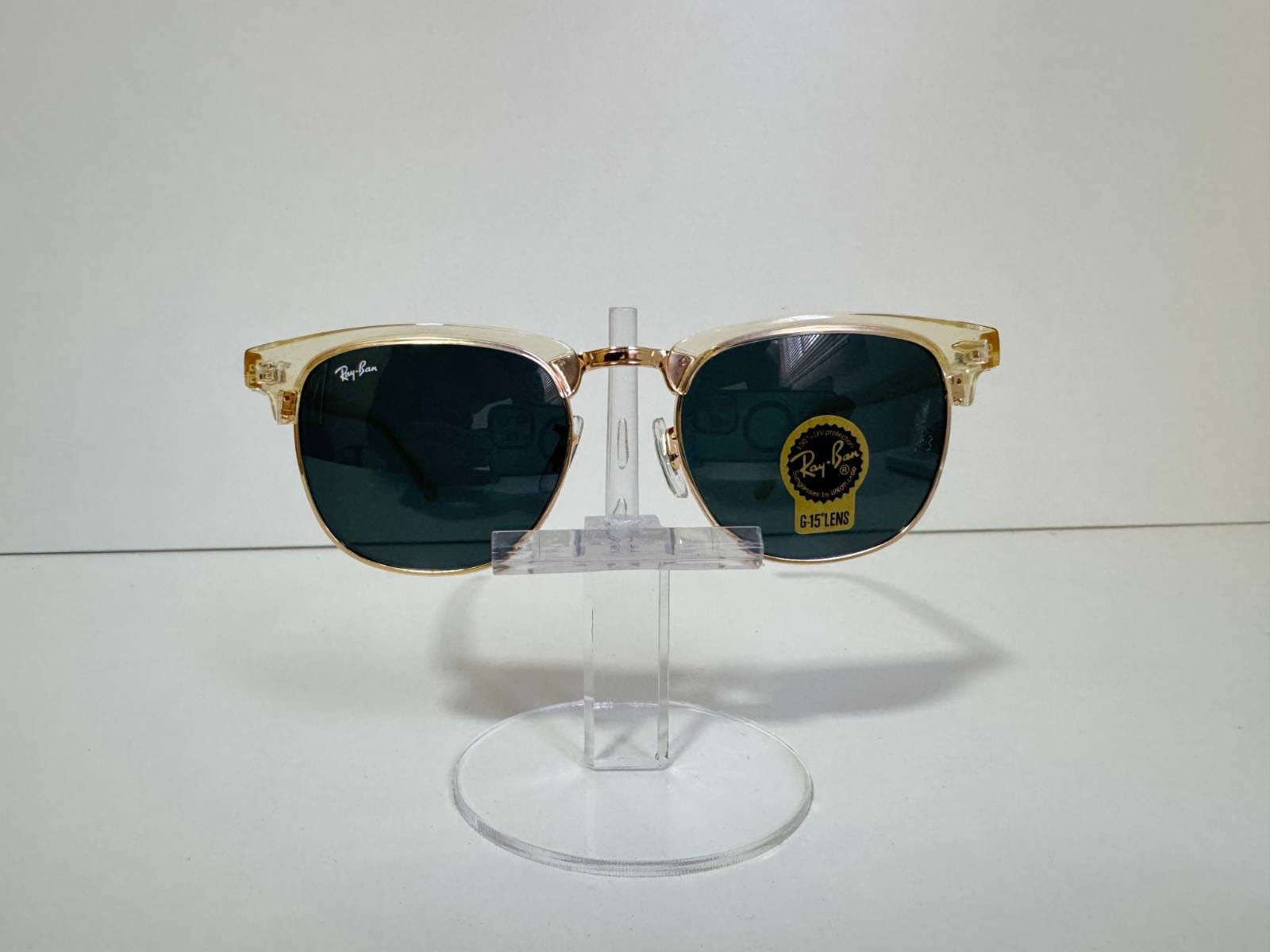 Clubmaster Transparente e Dourada Lente G-15